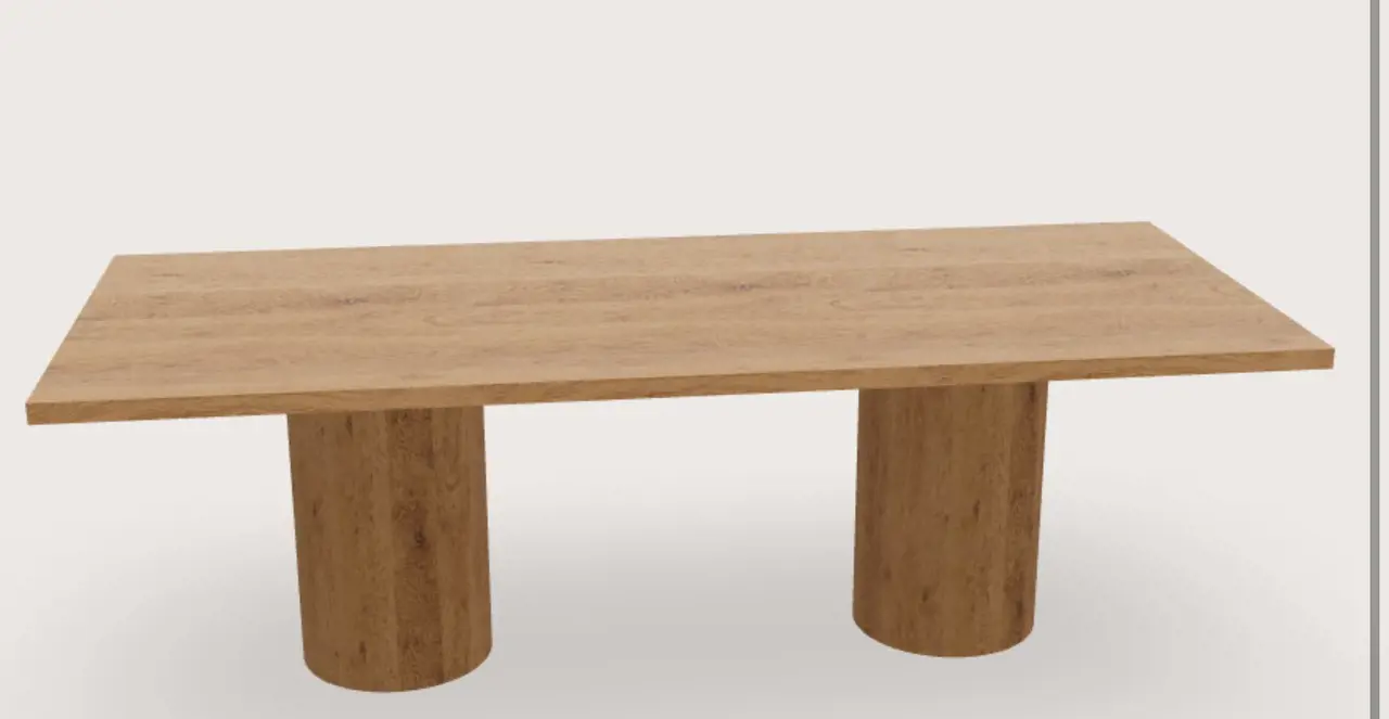 Ronde poot met rechthoekig blad