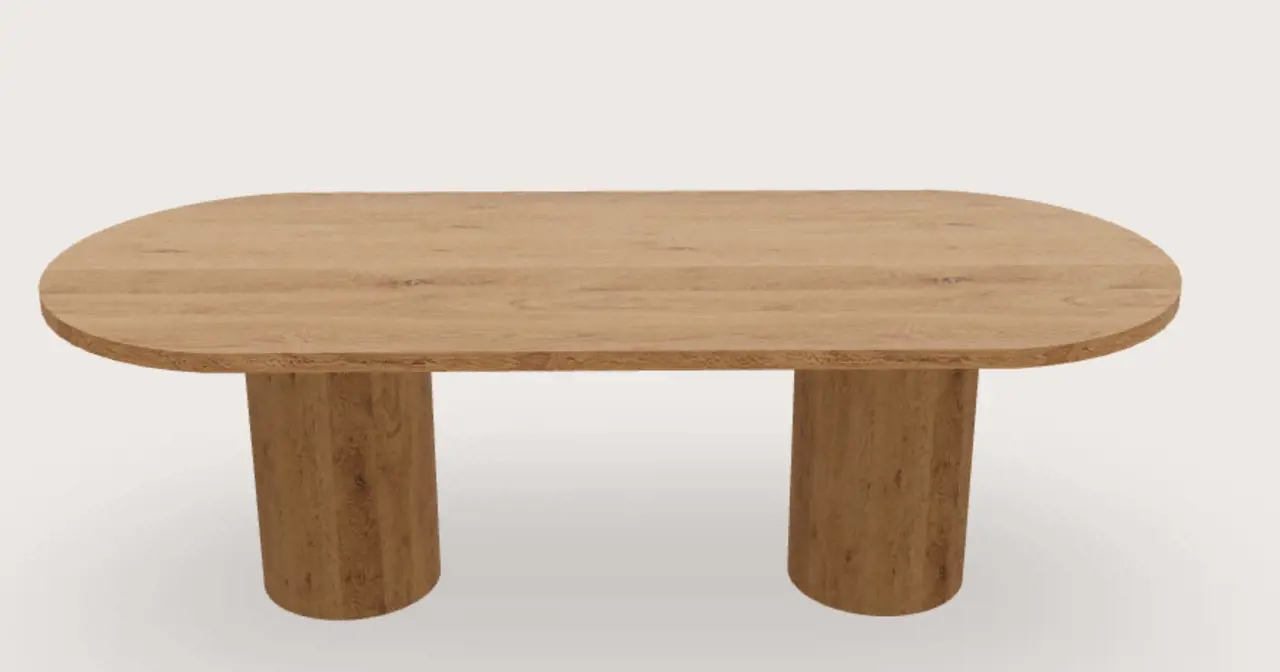 Ronde poot met Plat ovaal blad